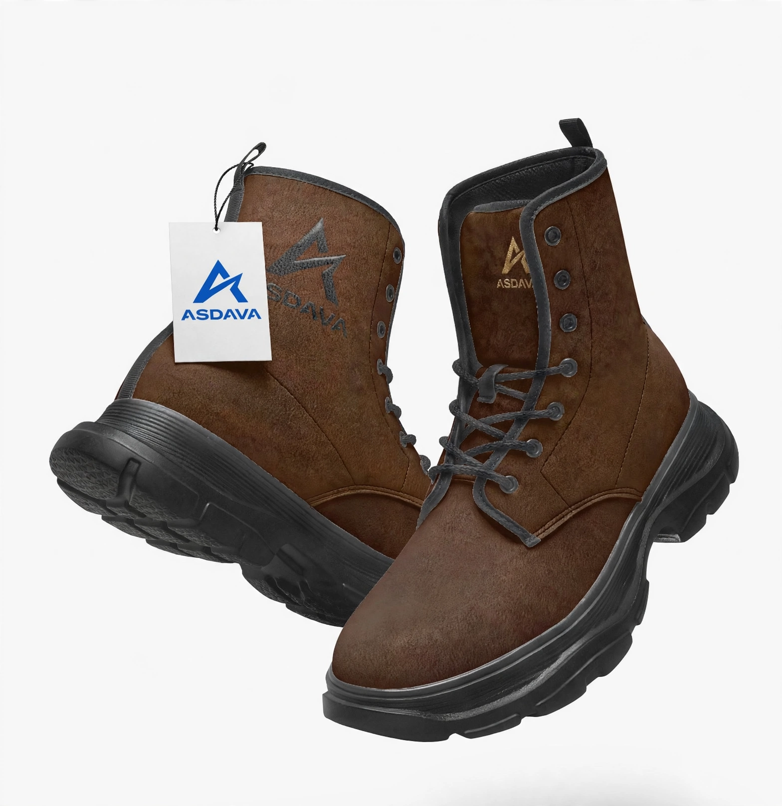 ASDAVA Unisex Chunky Boots - Brown Print Edition