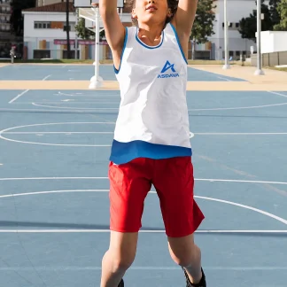 ASDAVA Kids Basketball Jersey - White Blue Logo Edition
