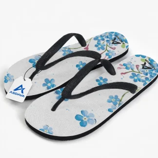 ASDAVA Flip Flops - White Blue Tropical Flower Print Edition