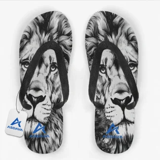ASDAVA Lion Flip Flops - Black King of Jungle Edition
