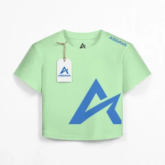 ASDAVA Women's Baby Tee - Seafoam Green Blue Logo Edition