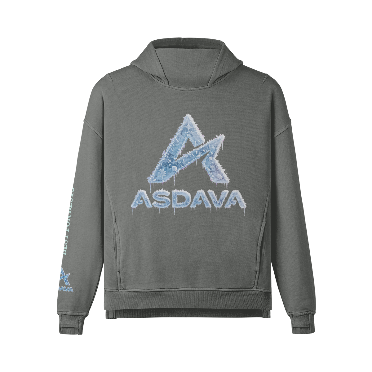 ASDAVA Washed Turtleneck Hoodie - Faded Black Ice Logo Edition - Image 3