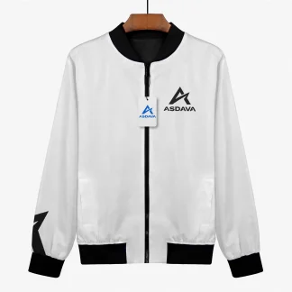 ASDAVA Women's Bomber Jacket - White Black Logo Edition