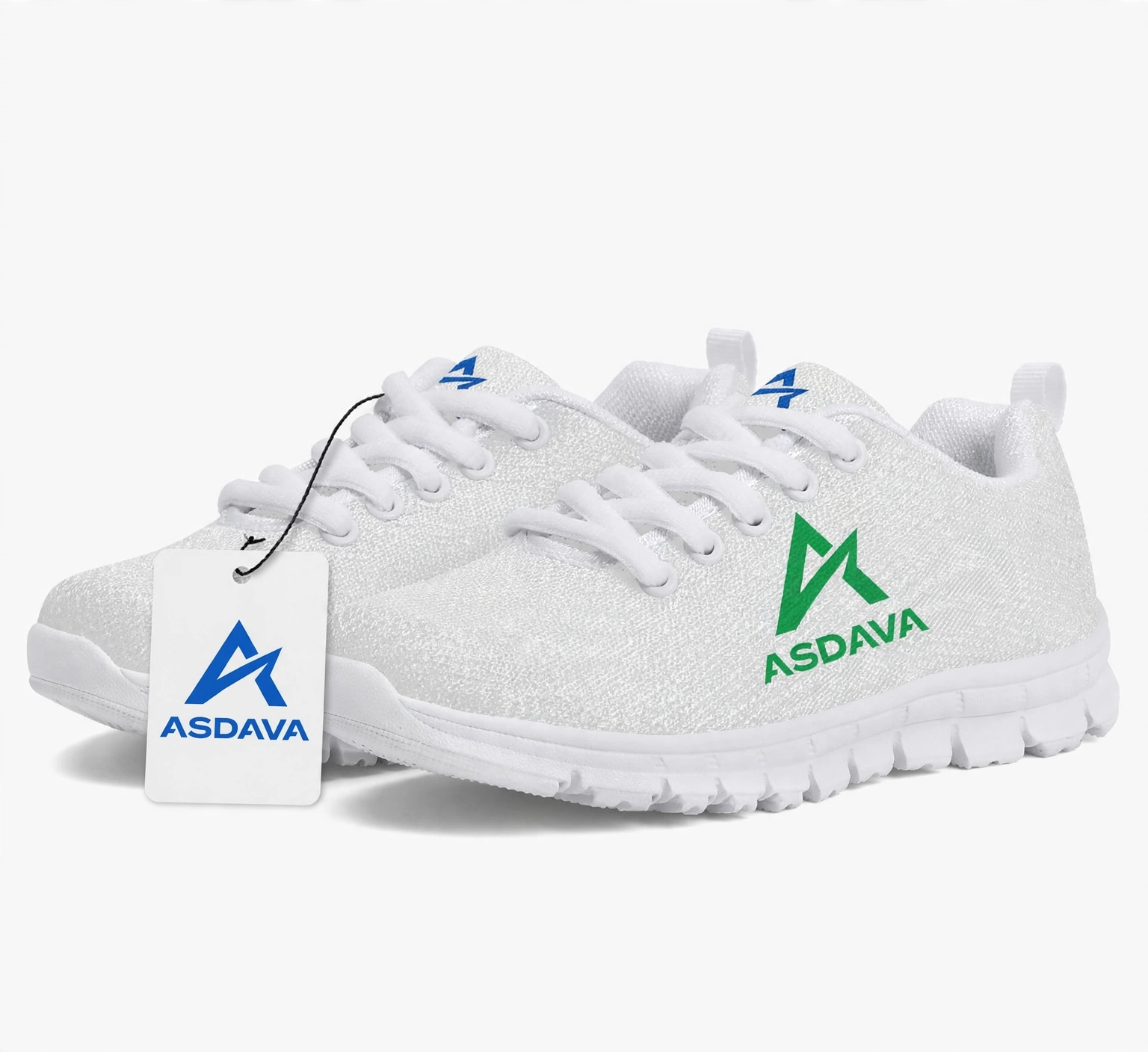 ASDAVA Kids Sneakers - White Green Logo Edition