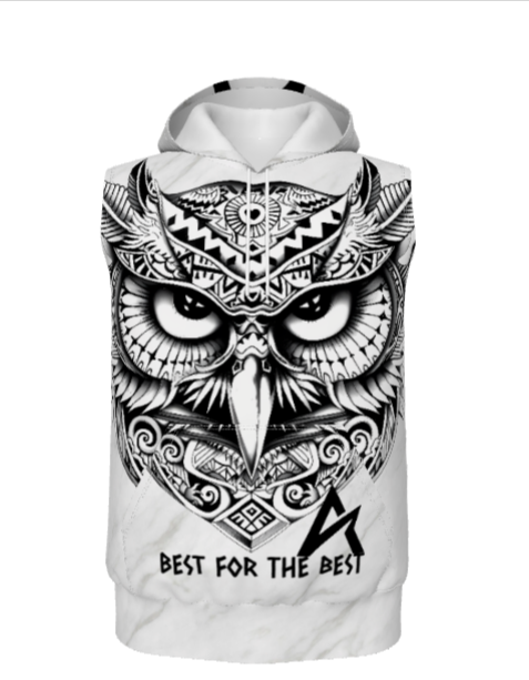 ASDAVA Tribal Owl Sleeveless Hoodie | Aztec Wisdom - Image 2