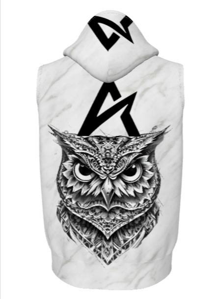 ASDAVA Tribal Owl Sleeveless Hoodie | Aztec Wisdom - Image 3