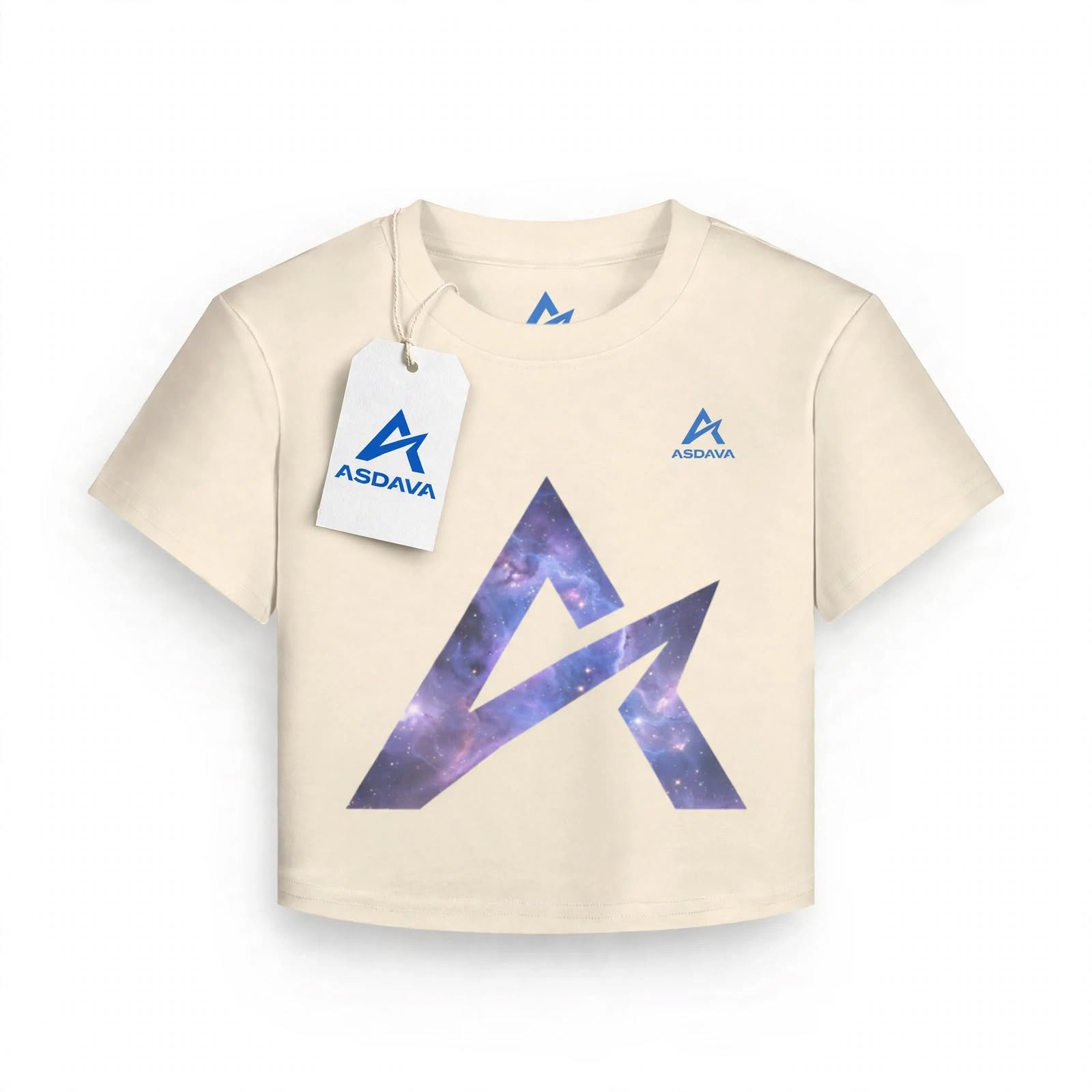 ASDAVA Women's Baby Tee - Vanilla Cream Galaxy Logo Cropped Edition