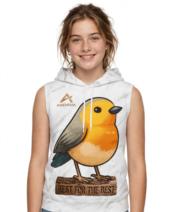 ASDAVA Cute Birds Sleeveless Hoodie | Robin & Blue Jay |
