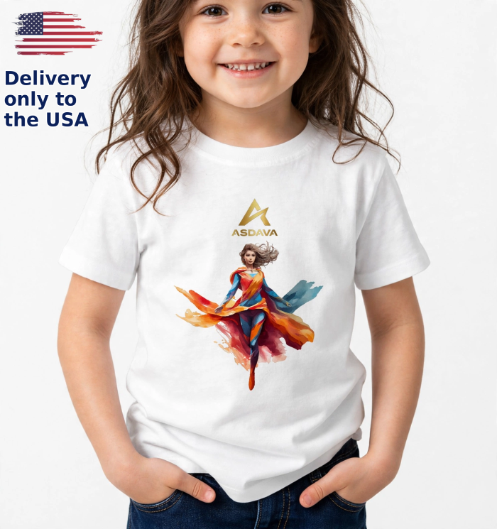 ASDAVA KIDS -  Superhero Flying Girl- White & Gold Edition (Made in US)