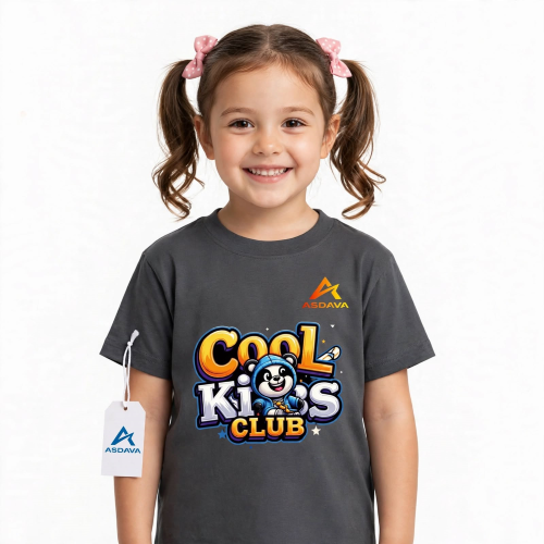 ASDAVA Pure Cotton Essential Kids T-Shirt – Cool Kids Club – Gray