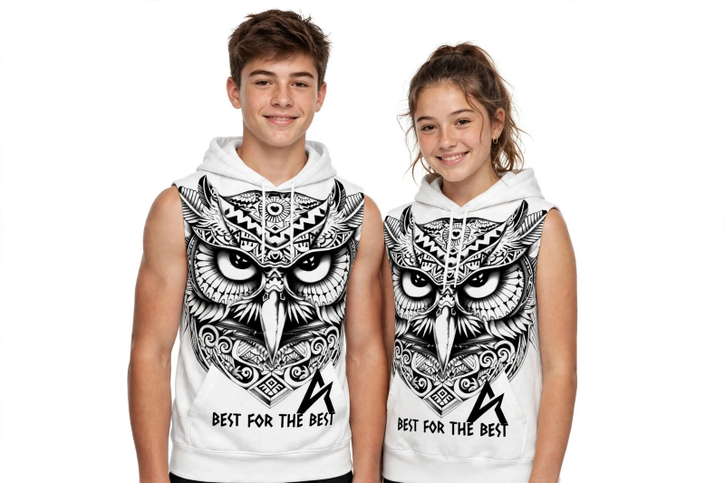 ASDAVA Tribal Owl Sleeveless Hoodie | Aztec Wisdom