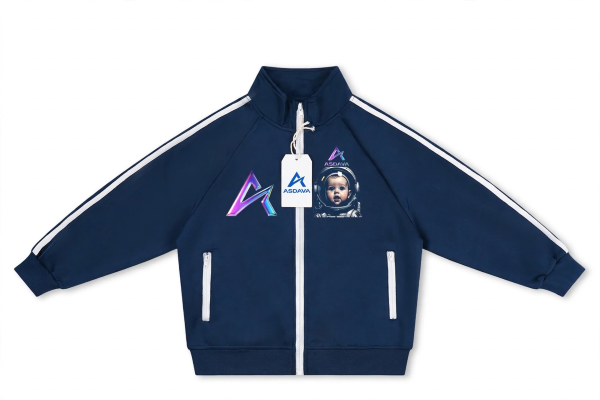 ASDAVA Kids’ Contrast Tape Coach Jacket – Galaxy Baby Astronaut Edition – Navy